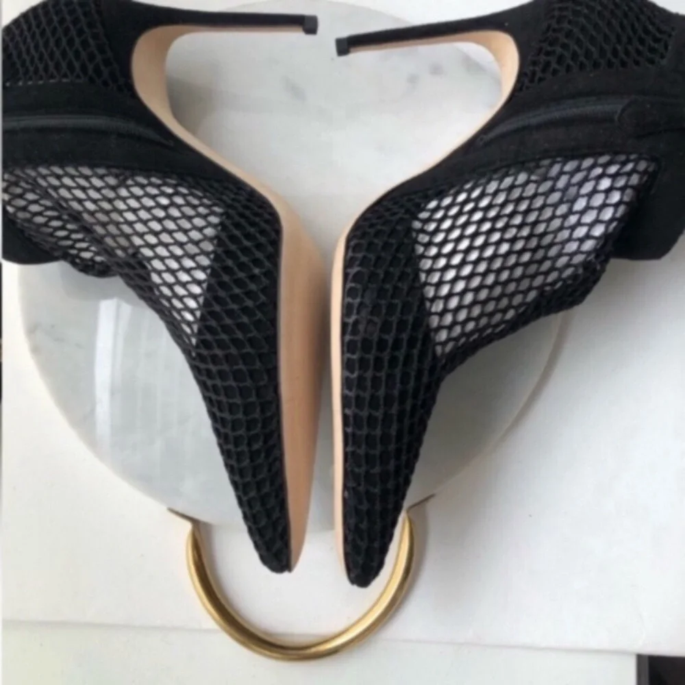 NEW BRIAN ATWOOD Black Mesh Ankle Boots